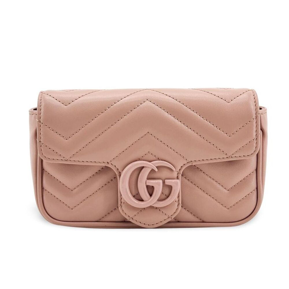 Gucci Gg Marmont Flap Matelasse Leather Pink Leather Handbag
